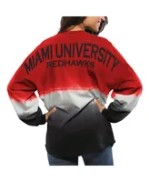 Women's Red Miami University RedHawks Ombre Long Sleeve Dip-Dyed Spirit Jersey