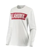 Women's Pressbox White Oklahoma Sooners Big Block Whiteout Long Sleeve T-shirt