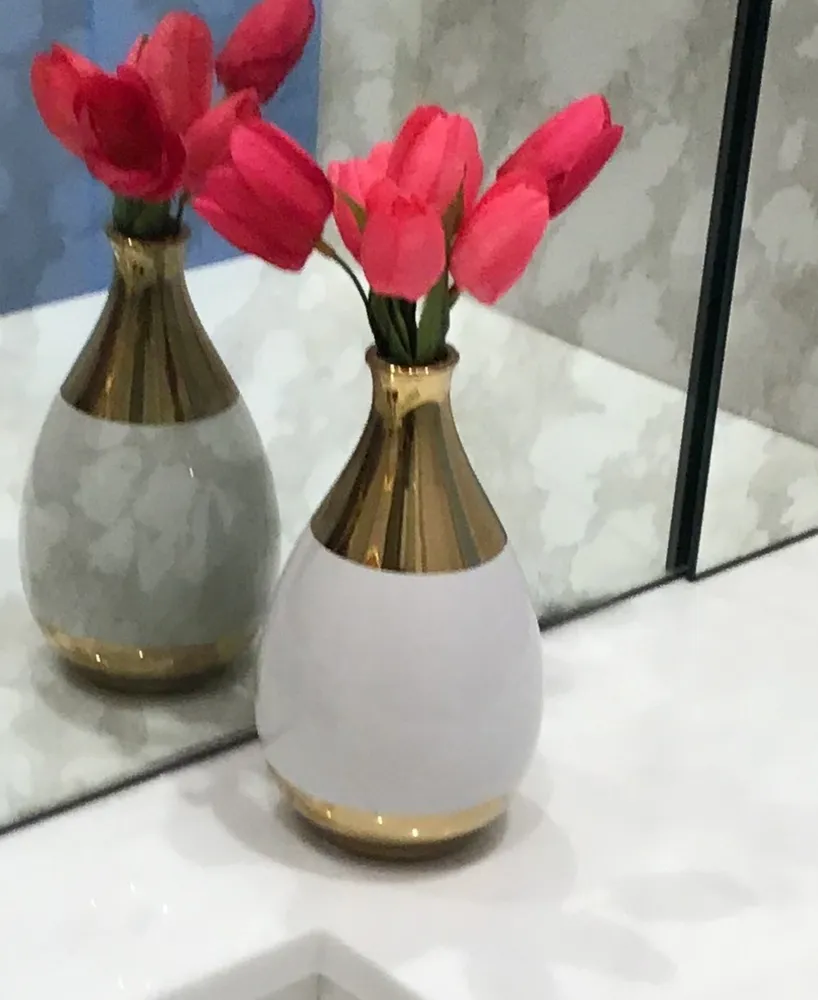 Vase with Narrow Opening - White, Gold