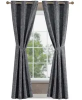 Jessica Simpson Groovy Paisley Textured Blackout Grommet Window Curtain Panel Pair With Tiebacks Collection