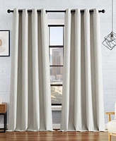 Lucky Brand Ember Thermal Woven Room Darkening Grommet Window Curtain Panel Pair with Tiebacks