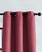 Lucky Brand Solana Thermal Woven Room Darkening Grommet Window Curtain Panel Pair with Tiebacks