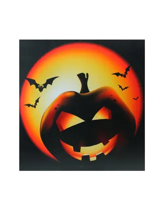 Led Lighted Bats and Jack-o-Lantern Halloween Canvas Wall Art, 19.75" x 19.75"