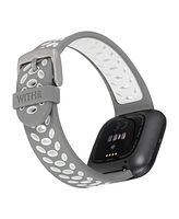 WITHit Grey and White Silicone Sport Band designed for Fitbit Versa, Versa 2 and Versa Lite