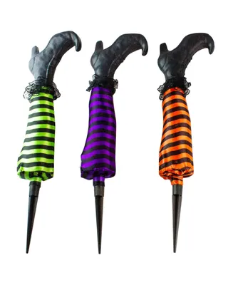 Striped Witch Leg 3 Piece Halloween Pathway Markers Set