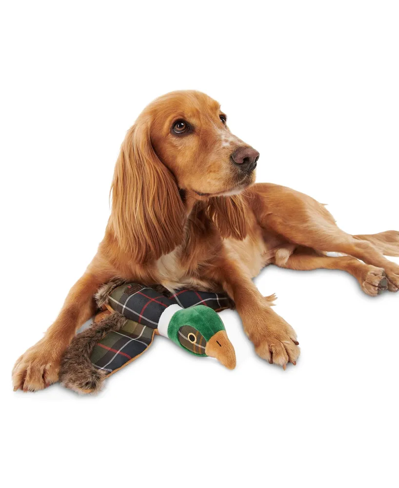 Barbour Plaid Logo Pheasant Squeaker Stuffed Dog Toy