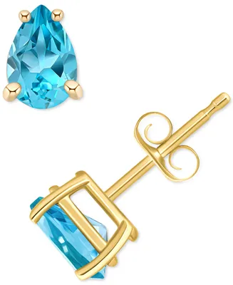 Blue Topaz Pear Stud Earrings (1 ct. t.w.) 14k Gold