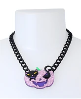 Betsey Johnson Faux Stone Pumpkin Cat Pendant Necklace