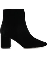 Journee Collection Women's Hazara Velvet Block Heel Dress Booties