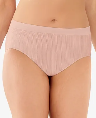 Bali Women's Microfiber Brief Panty, Soft Taupe Stripe, 6/7 