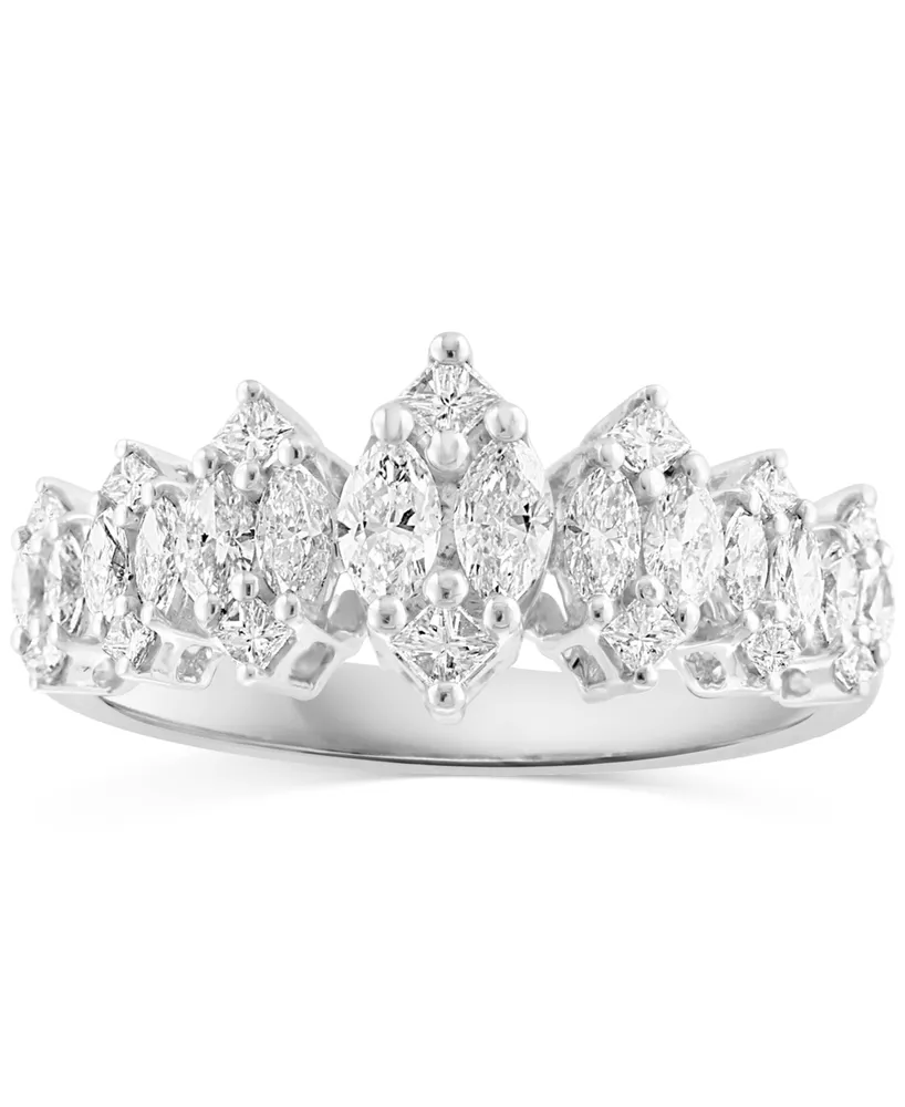Effy Diamond Princess & Marquise Cluster Ring (7/8 ct. t.w.) in 14k White Gold