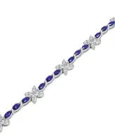 Macy's grown Blue Sapphire and grown White Sapphire Bracelet in Sterling Silver