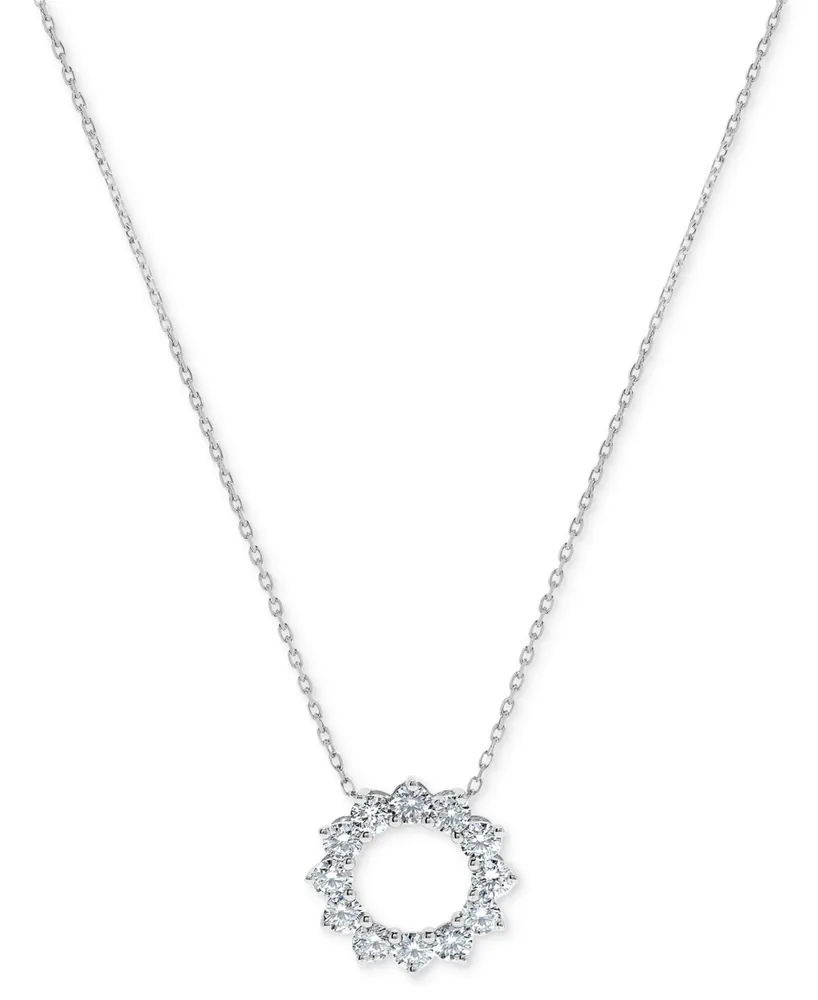 Diamond Circle 18" Pendant Necklace (2 ct. t.w.) in 14k White Gold