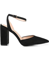 Journee Collection Women's Tyyra Ankle Strap Pointed Toe Block Heel Pumps