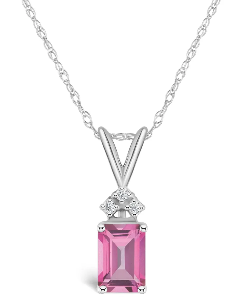 Pink Topaz (1-1/3 ct. t.w.) and Diamond Accent Pendant Necklace in 14K Yellow Gold or 14K White Gold