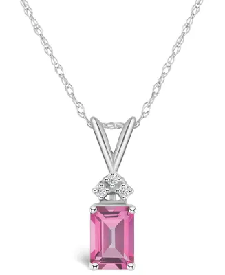 Pink Topaz (1-1/3 ct. t.w.) and Diamond Accent Pendant Necklace in 14K Yellow Gold or 14K White Gold