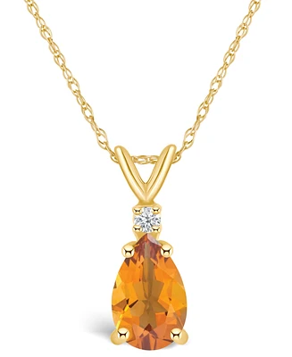Citrine (1 ct. t.w.) and Diamond Accent Pendant Necklace 14k Yellow Gold or White
