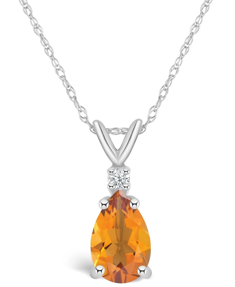 Citrine (1 ct. t.w.) and Diamond Accent Pendant Necklace 14k Yellow Gold or White