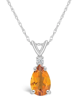 Citrine (1 ct. t.w.) and Diamond Accent Pendant Necklace 14k Yellow Gold or White