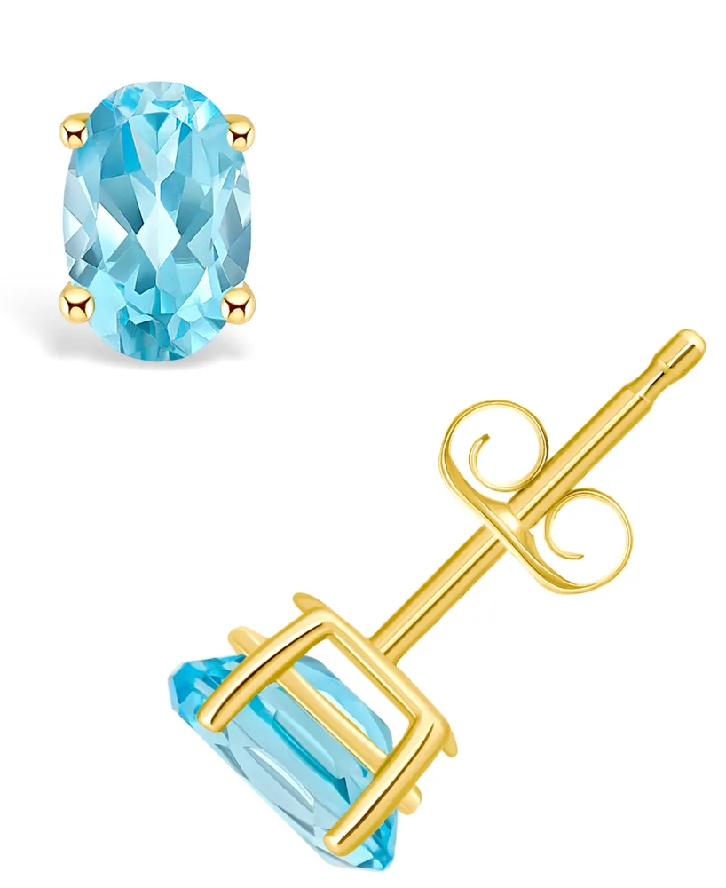 Blue Topaz (1-1/6 ct. t.w.) Stud Earrings 14K Yellow Gold or White