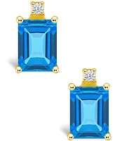 Topaz (1-3/8 ct. t.w.) and Diamond Accent Stud Earrings 14K Yellow Gold or White