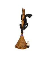 National Tree Company 21" Halloween Cat Climbing Broom