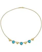 Swiss Blue Topaz Heart Chain 18" Collar Necklace (13-1/2 ct. t.w.) in 14k Gold-Plated Sterling Silver