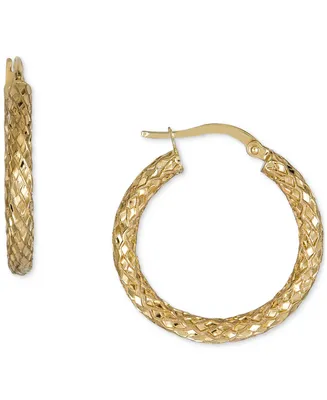 Italian Gold Snake Texture Hoop Earrings in 10k Gold 25mm
