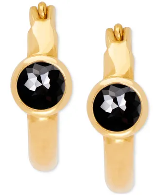 Lab-grown Sapphire Bezel Hoop Earrings (5/8 ct. t.w.) in 14k Gold-Plated Sterling Silver