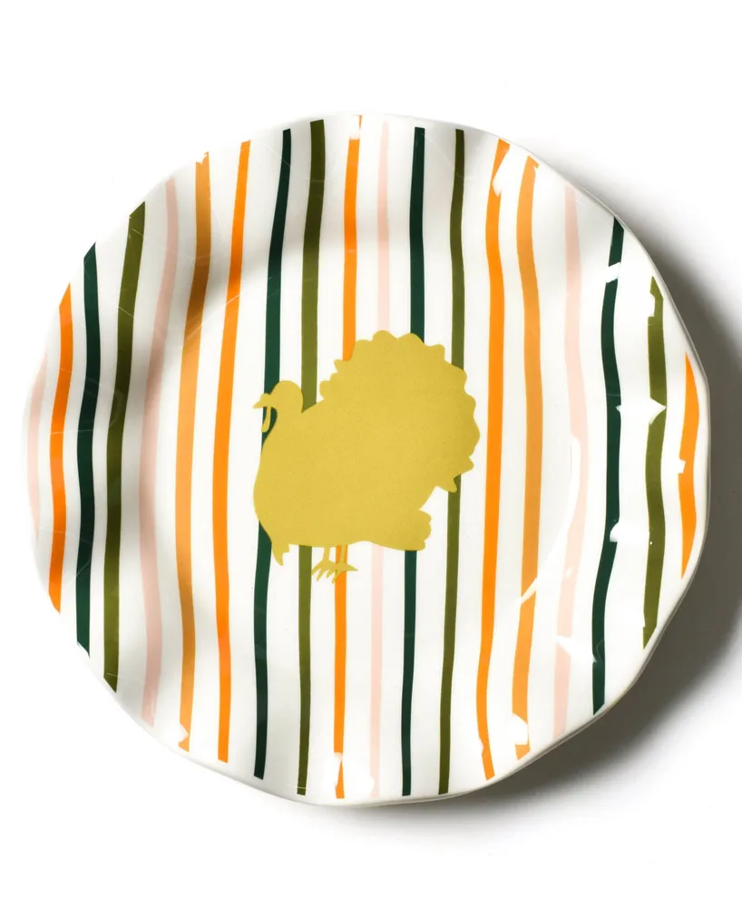 Coton Colors Turkey Stripes Ruffle Salad Plate 4 Piece Set, Service for 4