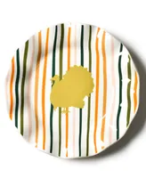 Coton Colors Turkey Stripes Ruffle Salad Plate 4 Piece Set, Service for 4