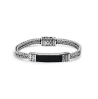 Steeltime Simulated Black Onyx Id with Simulated Diamonds Bracelet