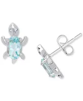 Blue Topaz Turtle Stud Earrings (1-1/8 ct t.w.) in Sterling Silver