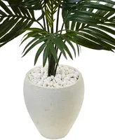 Nearly Natural 4.5' Kentia Palm Artificial Tree in White Oval Planter