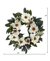 Nearly Natural 22" Artificial Magnolia Wreath