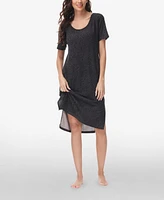 Ink+Ivy Women's Printed Short Sleeve Side Slit Sleep Dress High Point Shoulder