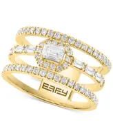 Effy Diamond Multi-Cut Triple Row Statement Ring (7/8 ct. t.w.) in 14k Gold