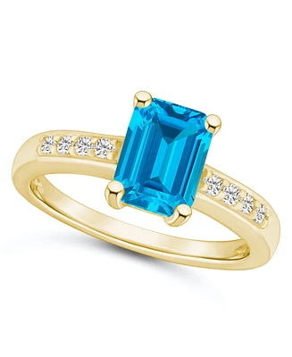 Blue Topaz (2 ct .t.w.) and Diamond (1/8 Ring 14K Yellow Gold