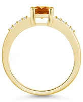 Citrine (1-5/8 ct .t.w.) and Diamond (1/8 Ring 14K Yellow Gold