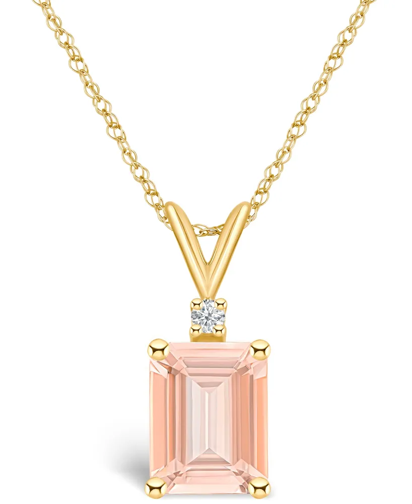 Morganite (2-7/8 ct. t.w.) and Diamond Accent Pendant Necklace 14K White Gold or