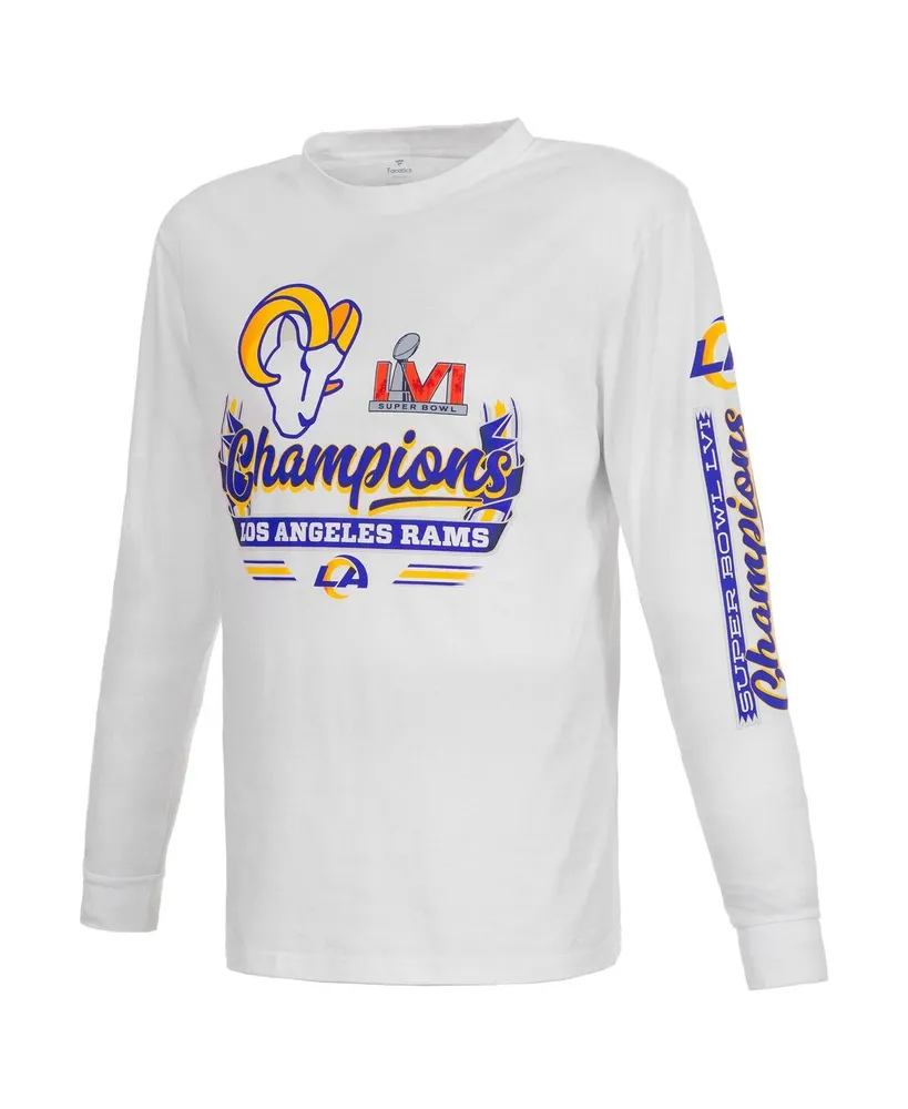 Men's Fanatics White Los Angeles Rams Super Bowl Lvi Champions Screen Printed Long Sleeve T-shirt