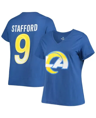 Women's Fanatics Matthew Stafford Royal Los Angeles Rams Plus Player Name and Number V-Neck T-shirt