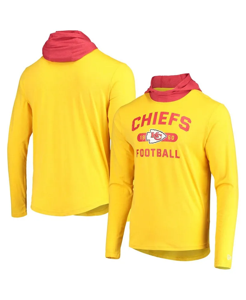 Men's New Era Gold, Red Kansas City Chiefs Active Block Hoodie Long Sleeve T-shirt