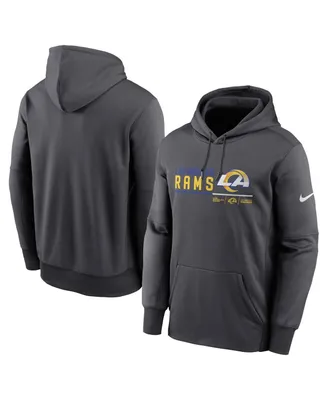 Men's Nike Anthracite Los Angeles Rams Prime Logo Name Split Pullover Hoodie