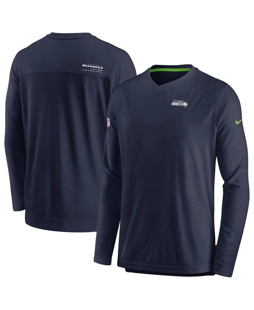 Men's Nike College Navy Seattle Seahawks 2022 Sideline Coach Chevron Lock Up Performance Long Sleeve T-shirt