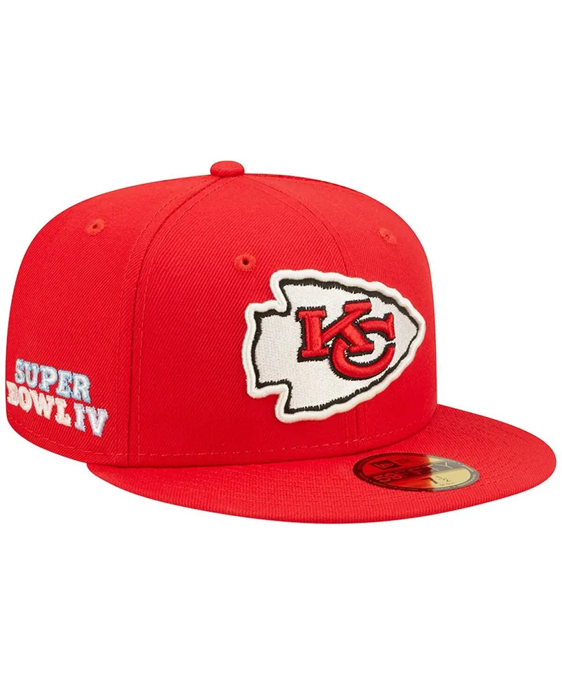 Men's New Era Red Kansas City Chiefs Super Bowl Iv Pop Sweat 59FIFTY Fitted Hat