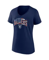 Women's Fanatics Navy Las Vegas Raiders Team Banner Wave V-Neck T-shirt