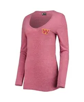 Women's New Era Burgundy Washington Commanders Scoop Neck Tri-Blend Long Sleeve T-shirt