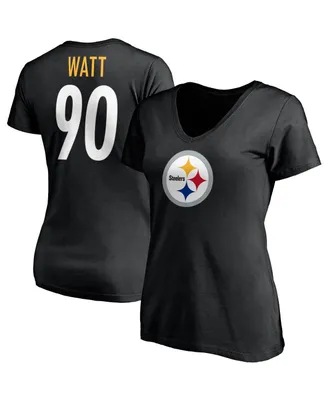 Women's Fanatics T.j. Watt Black Pittsburgh Steelers Player Icon Name and Number V-Neck T-shirt