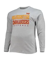 Men's Fanatics Heathered Gray Washington Commanders Big and Tall Practice Long Sleeve T-shirt